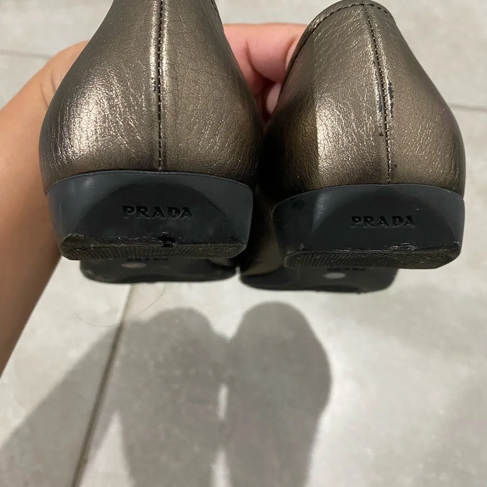 Prada Women's Bronze Leather Loafers - Picture 9 of 13